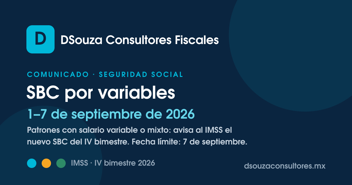 Vista previa del Comunicado SBC variables IV bimestre 2026 | DSouza