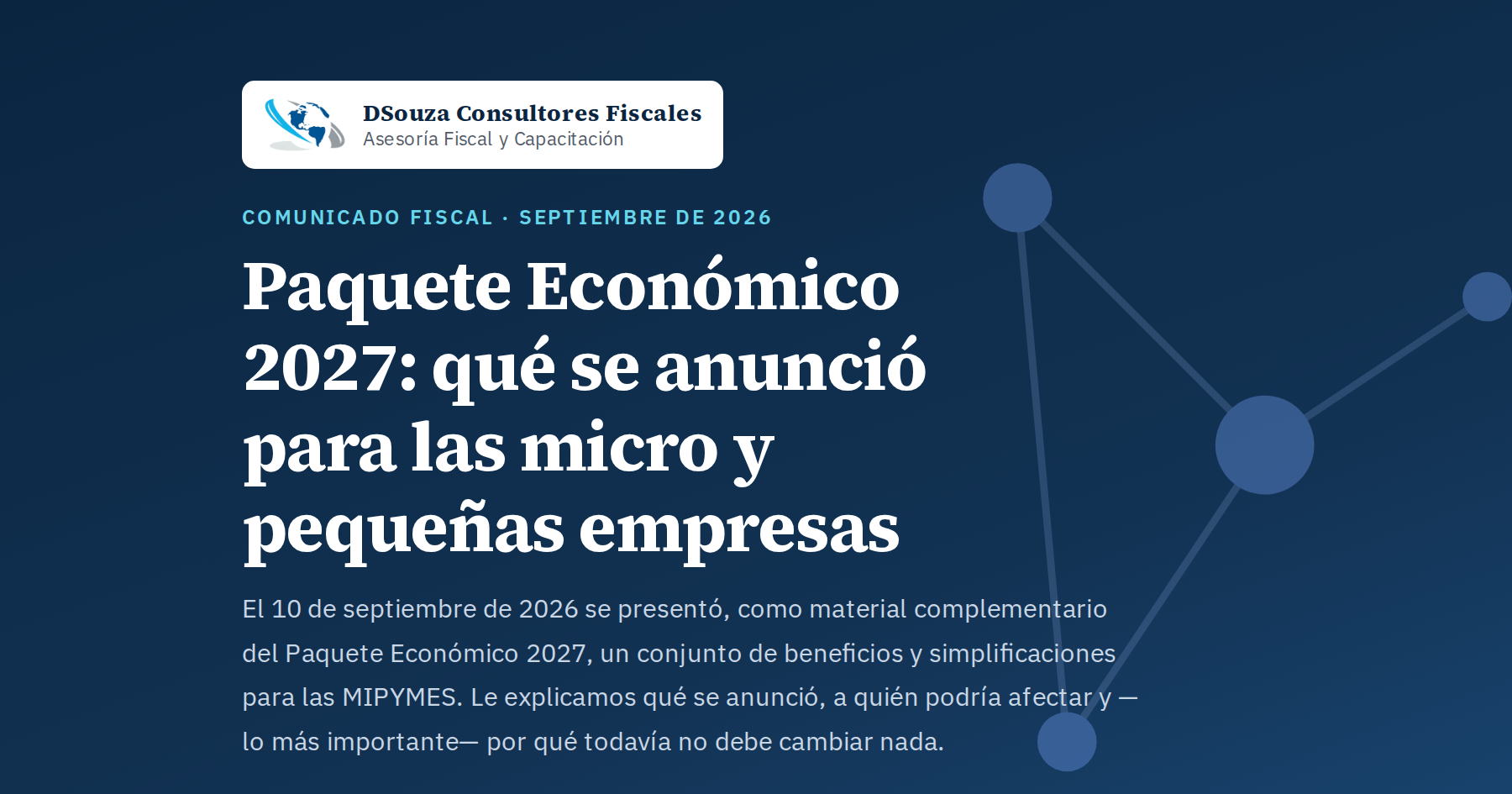 Vista previa del Paquete Económico 2027 para MIPYMES | DSouza